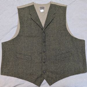 Green Tweed Button-Up Vest